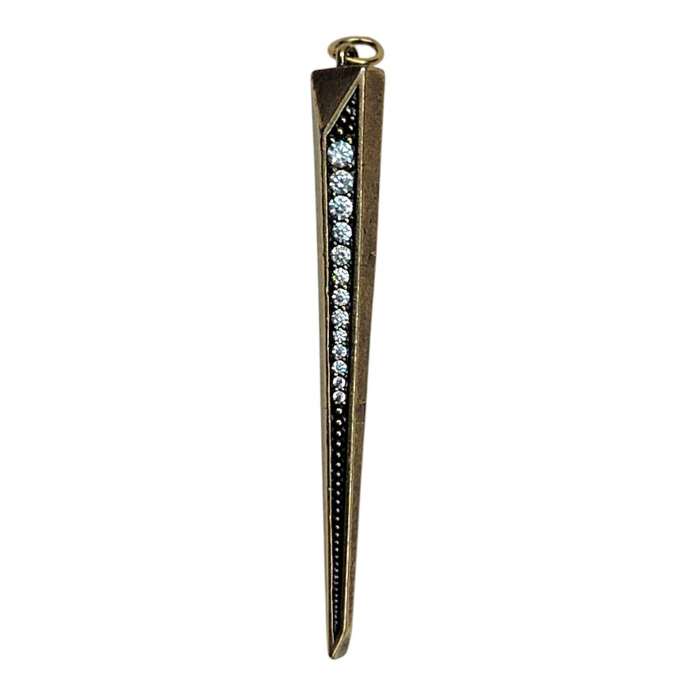 Kendra Scott Spike Charm Pendant Antique Gold Tone Clear Pave Crystal Drop KS